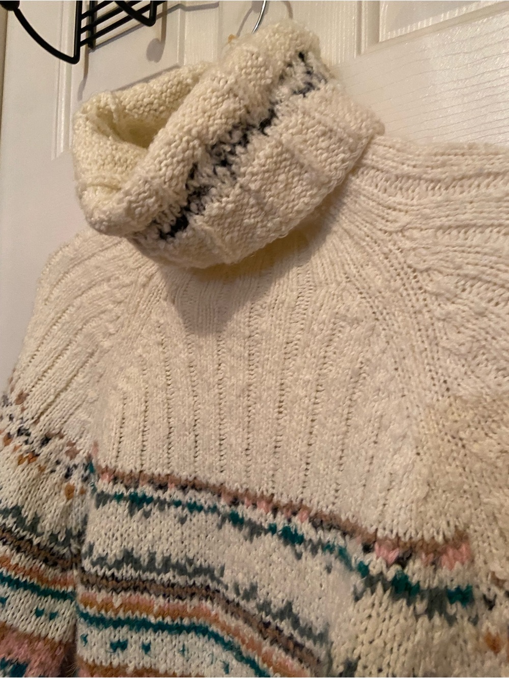 Anthropologie PilcroTurtleneck Sweater Cropped with Teal & Pink Accents - Picture 5 of 11